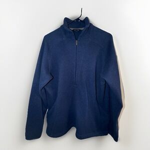 Lands' End 1/2 Zip Sweater Jacket Womens Size XL Blue Zip Pockets Long Sleeve
